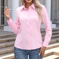 thumbnail image 6 of Button Down Shirts for Women Long Sleeve Dress Shirt Slim Fitted Work Tops Collared Dressy Casual Business Blouses Pink XL, 6 of 6