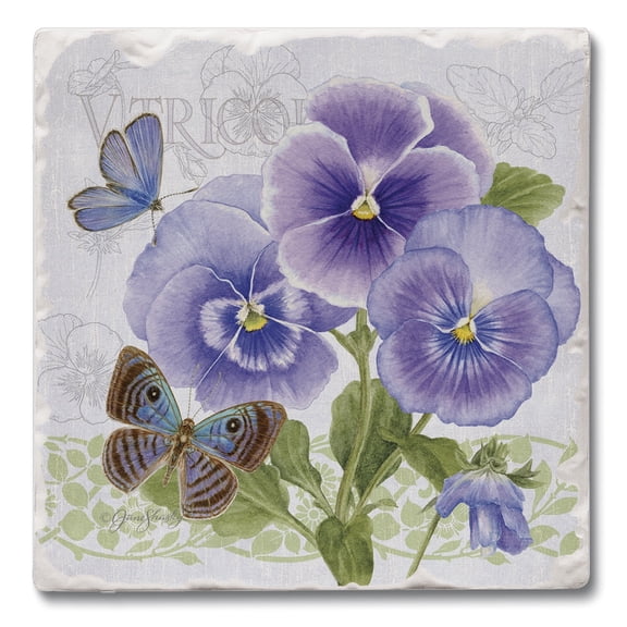 Thirstystone Purple Pansies Single Tumbled Tile Coaster Create Your Own Set