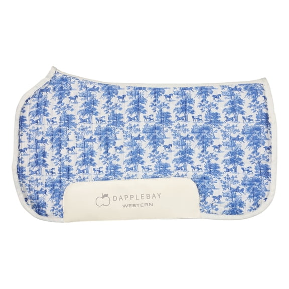 Dapplebay Equestrian Toile Western Saddle Pad-Blue/White-One Size