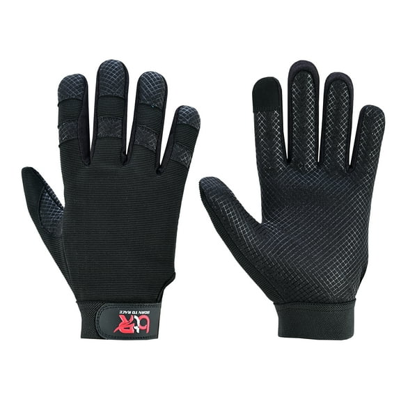 Mechanic Work Safety Touch Screen Gloves Elastic Cuffs Secure Fit Grippy Palm Gloves Black-M