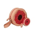 thumbnail image 3 of SET de 2 Piezas: BOLSA y MONEDERO en forma de DONA DE FRESA CON CHISPAS , Diseño de Comida PAN DULCE, Correa Ajustable, Moda Kawaii, Novedoso y Encantador, Color Rosa., 3 of 5