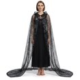 thumbnail image 5 of Jiibva Spider Web Hooded Cape Halloween Sheer Mesh Cloak Costume Accessory Black 190cm, 5 of 7