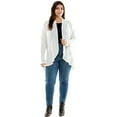thumbnail image 5 of Pastel by Vivienne Women's Open Front Cardigan with Ruffle Detail Plus Size Ivory XX-Large, 5 of 5