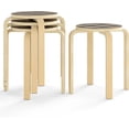 thumbnail image 1 of Songqin Stackable Bentwood Stools Set of 4, 18-Inch Height Backless Counter Chairs with Round Top, Anti-Slip Felt Pad, Portable School Stool for Dining Room, Kitchen, Classroom (Birch+Black), 1 of 18