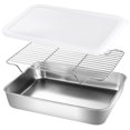 thumbnail image 1 of SUTENGDA 1 Set of Stainless Steel Roasting Pan with Rack Kitchen Storage Pan Oil Straining Grill Plate, 1 of 7