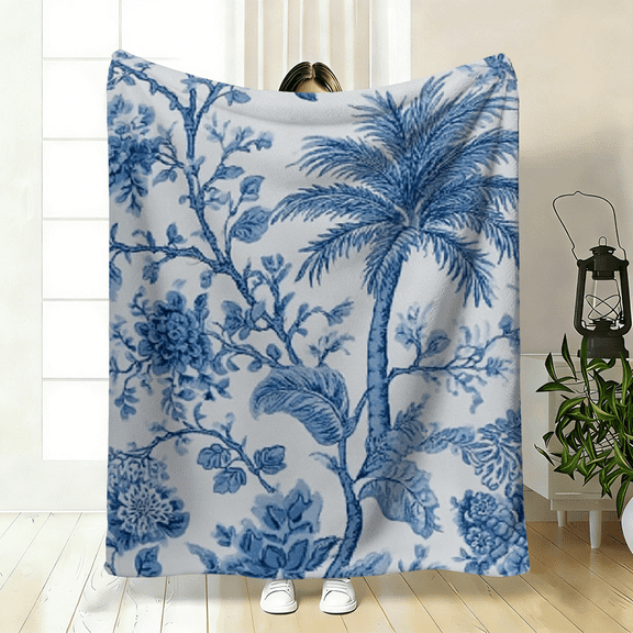 Blue Floral Duvet Cover Set, Large, Soft White and Blue Floral Duvet Cover Set, Easy Care - Suitable for All Seasons for Single/Queen/King Size Beds, Breathable, Zipper Closure, Bedding.