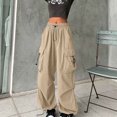 thumbnail image 2 of UVEASISHA Baggy Cargo Pants for Women Casual Parachute Pants Vintage Streetwear Trousers with Multi Pockets Ahorros de verano Khaki XXL, 2 of 7
