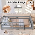 thumbnail image 4 of Full Montessori Floor Bed with Slats and Safety Guardrails, Solid Wood Floor Bed with Fence and Without Door, Easy Assemble Montessori Bed for Girls and Boys, Natural, 4 of 12