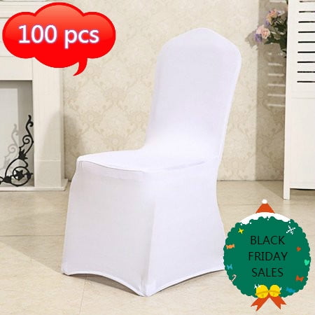 Clearance 100pcs Chair Covers White Spandex Folding Chair Covers For Wedding Hotel Dinning Room Supply Party Reception Anniversary Decoration