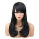 thumbnail image 5 of Peluca De Cabello Humano Recto Ondulado Largo Natural Pelucas Negras Flequillo Lateral Para Mujeres, 5 of 9