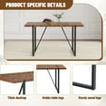 thumbnail image 4 of 55” Rectangular Dining Table for 4 to 6 People, Modern Farmhouse Kitchen Table with Metal Legs & Anti-Slip Feets Living Room, Black & Wood, 4 of 9
