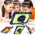 thumbnail image 5 of Dteck iPad Pro 11 2021 3rd Gen/2020 2nd Gen /2018 1st Case with Pencil Holder, Full-Body Rugged Shockproof Protective Cover Hand Strap & Shoulder Strap+360 Rotation Stand Cover,Navyblue+ Lime-green, 5 of 9