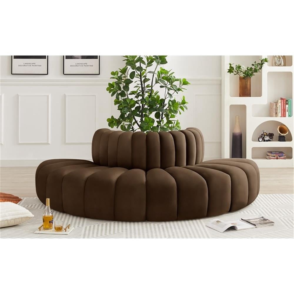 Meridian Furniture Arc Brown Velvet Modular Sectional