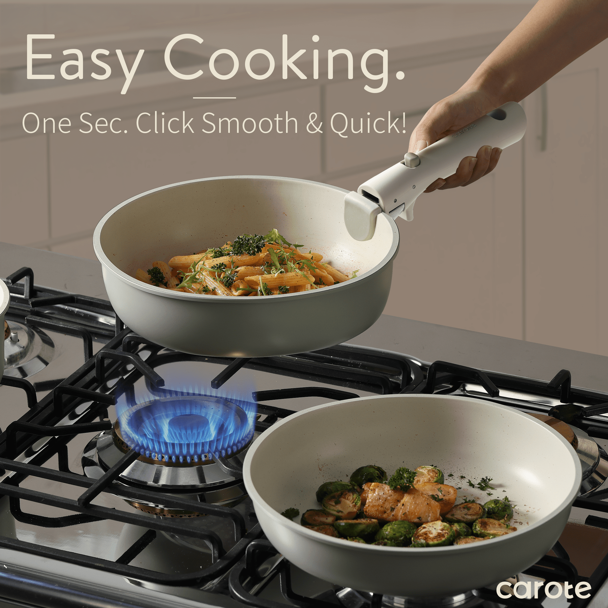 Carote 5 Pcs Pots and Pans Nonstick, Cookware Set with Detachable Handles, Oven Safe, Induction Ready, Stackable Kitchen Cooking Set, Green
