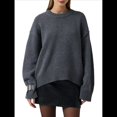 thumbnail image 1 of Suéter de Mujer, Cuello Redondo, Larga, Holgado, Tejido Suave, Dobladillo Acanalado, para Otoño e Invierno. Gris Oscuro Talla Única, 1 of 10