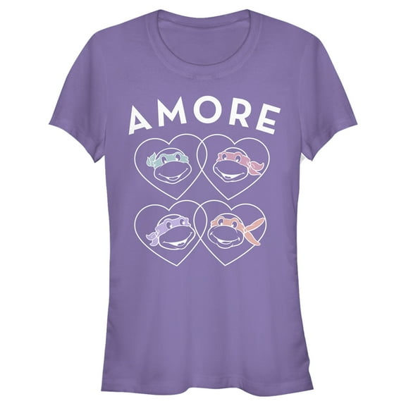 Junior's Teenage Mutant Ninja Turtles Valentine's Day Amore Graphic Tee Purple Large