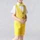thumbnail image 4 of Odeerbi Chicos Niñas 4 Pcs Caballero Traje Formal Camisa de Vestido de Manga Corta + Chaleco de Lentejuelas + Traje Pantalones Cortos + Pañuelo, 4 of 6