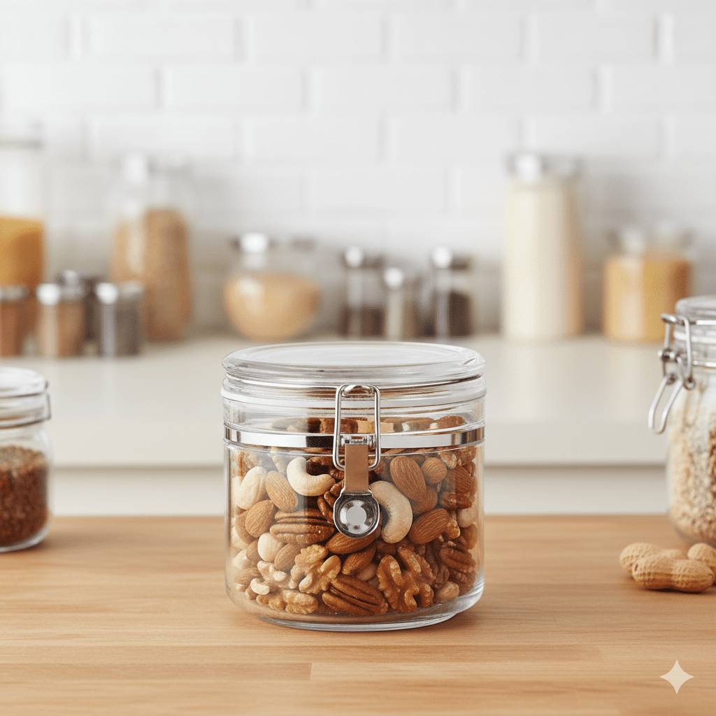 Mainstays Small Clear Airtight Stackable Food Storage Canister with Buckle Lid