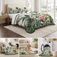 thumbnail image 6 of Quilts Twin XL Size Bedding Set, Summer Palm Tree Lightweight Quilted Comforter, Tropical Botanical Floral Coastal Rustic Soft Bedspread Coverlet with Pillow Covers for All Season, 68" x 98", 6 of 9