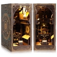thumbnail image 1 of 3D Wooden Puzzle Bookends Miniature House Kit, DIY Toy House Kit,Mini Model for Bookshelf Insert Decor for Adults Teens, 1 of 6