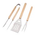 thumbnail image 2 of Utensilios de cocina para barbacoa, juego de 3 utensilios de acero inoxidable con mango de madera, tenedor, espátula, pinzas para barbacoa, buenos accesorios para barbacoa, camping, fiestas, pinzas de, 2 of 6