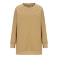 thumbnail image 4 of XFLWAM Sweatshirt for Women Casual Solid Color Crewneck Long Sleeve Basic Tunic Tops Loose Fit Pullover Tee Shirt Khaki XXL, 4 of 6
