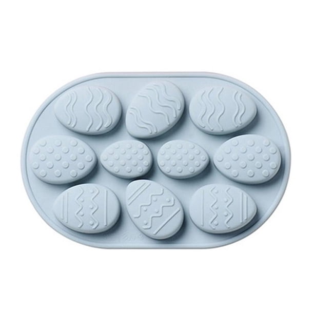 Billuyoard Molde de silicona de 10 agujeros para molde de pastel de Chocolate para postre de Fondant en forma de huevo de Pascua moldes decorativos DIY Almacenamiento y organización del hogar Billuyoard HA023373-00