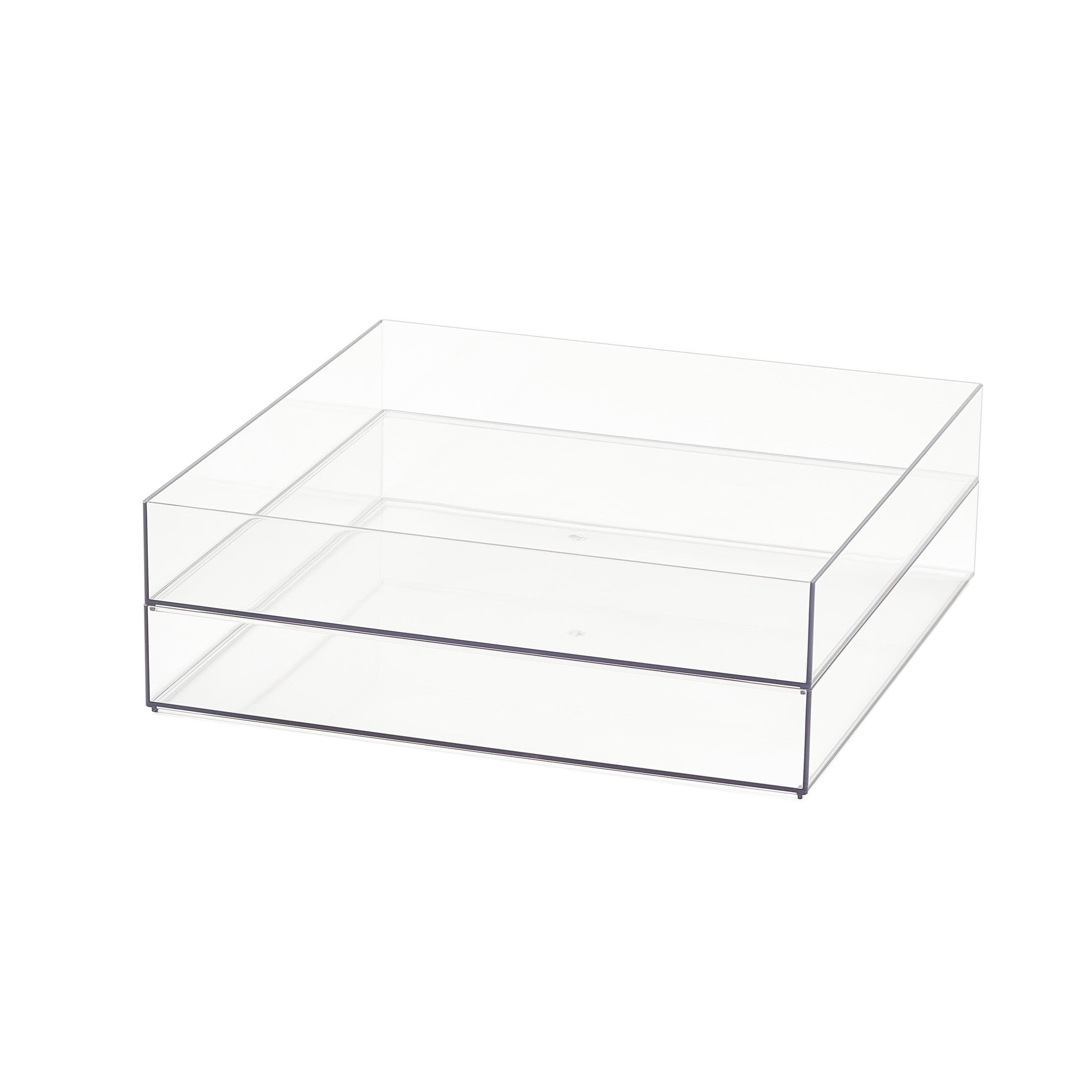 12" x 12" Clear Stackable Storage Tray by Simply Tidy - Slim Plastic Organizer for Scrapbook Paper - Craft Supplies & Office Essentials - 1 Pack
