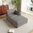 thumbnail image 6 of UIXE Oversized Corduroy Chaise Lounge w/Pillows Indoor Recliner Lounge Chair with Ottoman, Left Arm Chaise Upholstered Single Lounge Sofa, Light Grey, 6 of 8