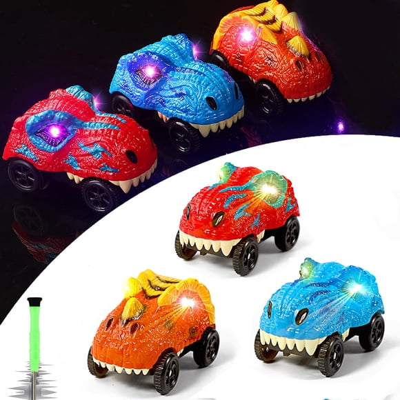 Save Unicorn Tracks Cars Repuesto solo Dino Track Cars para pistas que brillan en la oscuridad Accesorios para pistas de automóviles con 3 luces LED intermitentes compatibles con la mayoría de las pis
