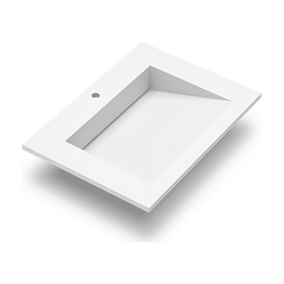 DAX Zen Solid Surface Single Bowl Basin, 24", Matte White