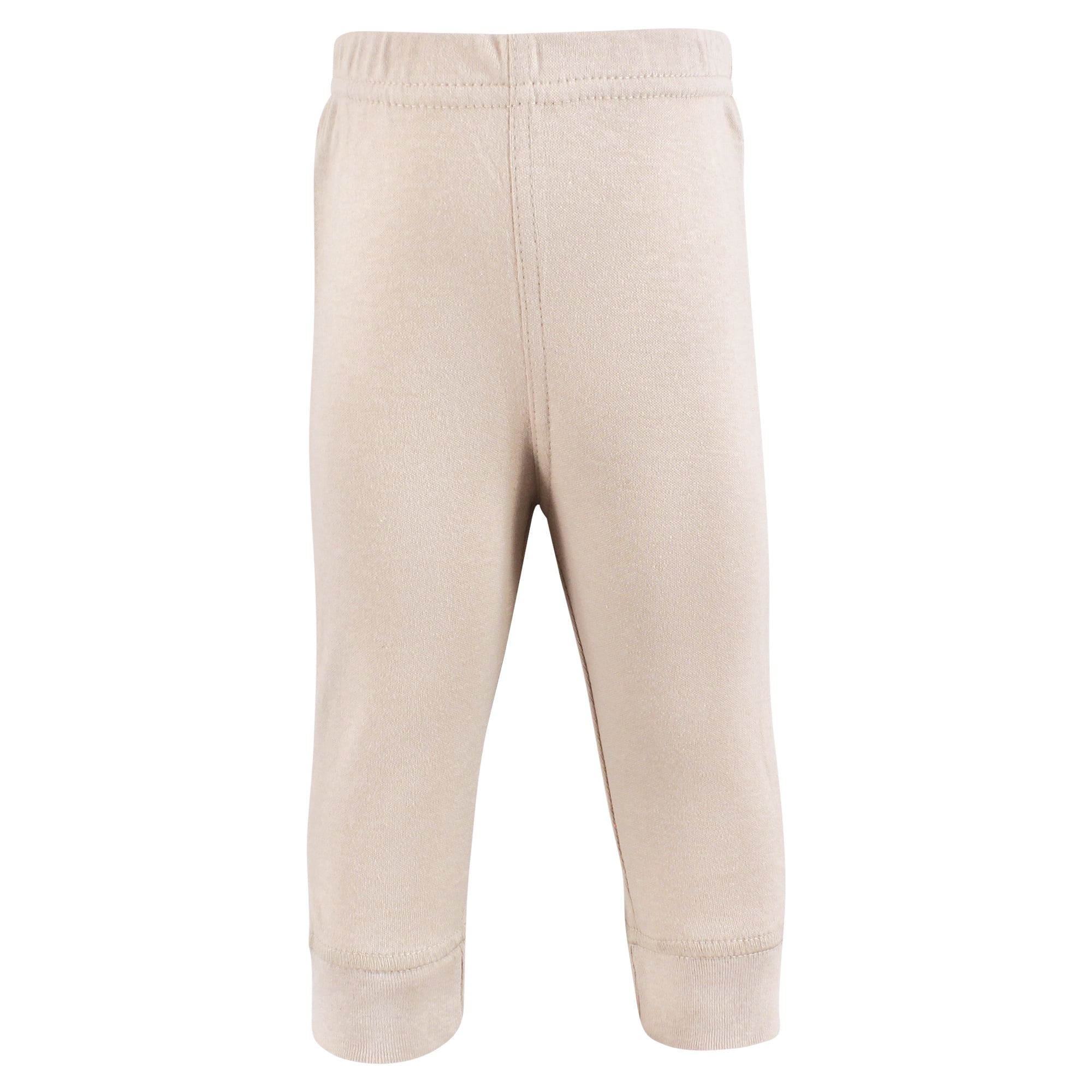 Hudson Baby Cotton Pants and Leggings, Neutral Beige Charcoal, 6-9 Months