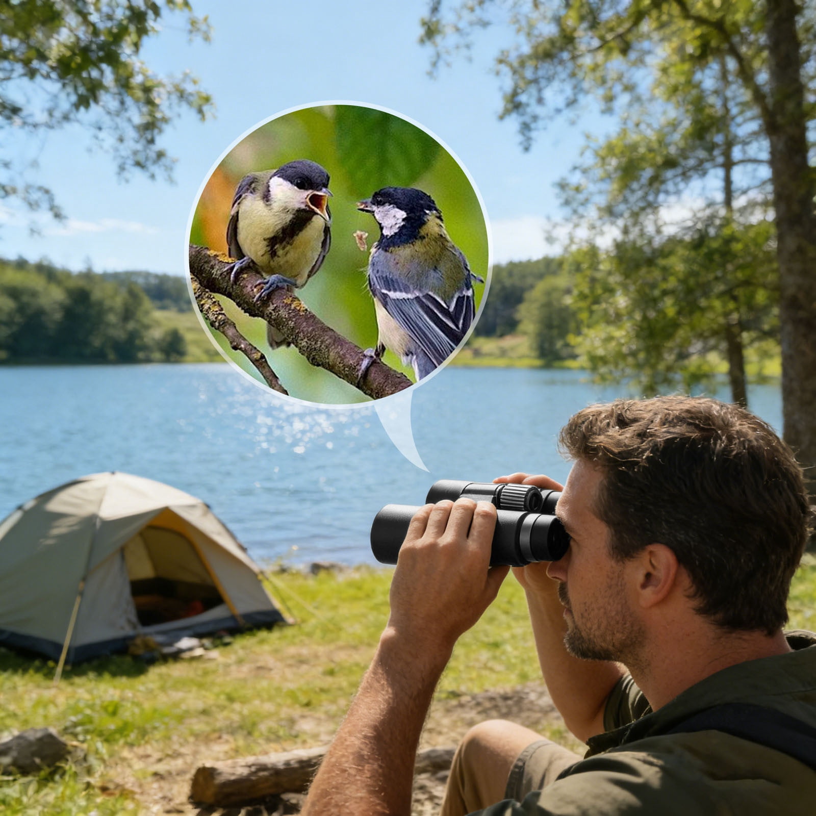 12x42 HD Binoculars For Adults High Power With Phone Adapter BAK4 Prism Wide Field Of View For Birdwatching Hunting Camping