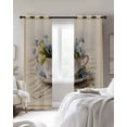 thumbnail image 4 of Spring Blue Flowers Blackout Curtains for Bedroom Living Room Darkening Curtains 63 Inches Long Vintage Tea Cup Phrases Pastoral Window Curtain 2 Panels Set Window Treatment Grommet Drapes 52"x63", 4 of 9