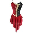 thumbnail image 2 of LIUHUO Custom Red Spandex Ice Skating Dresses Women Girls High Elasticity Spaghetti Strap Red Black Patchwork Diamond Decor, 2 of 8