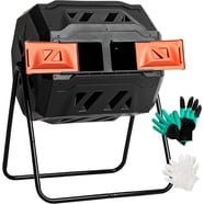 City Sleek Two Stage Compost Tumbler - 8.69 Cu Ft, Black Metal/Plastic, Outdoor Use