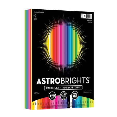 Astrobrights Spectrum Cardstock Paper, 65 lbs/176 Gsm, 8.5" x 11", 25 Assorted Colors, 150 Sheets