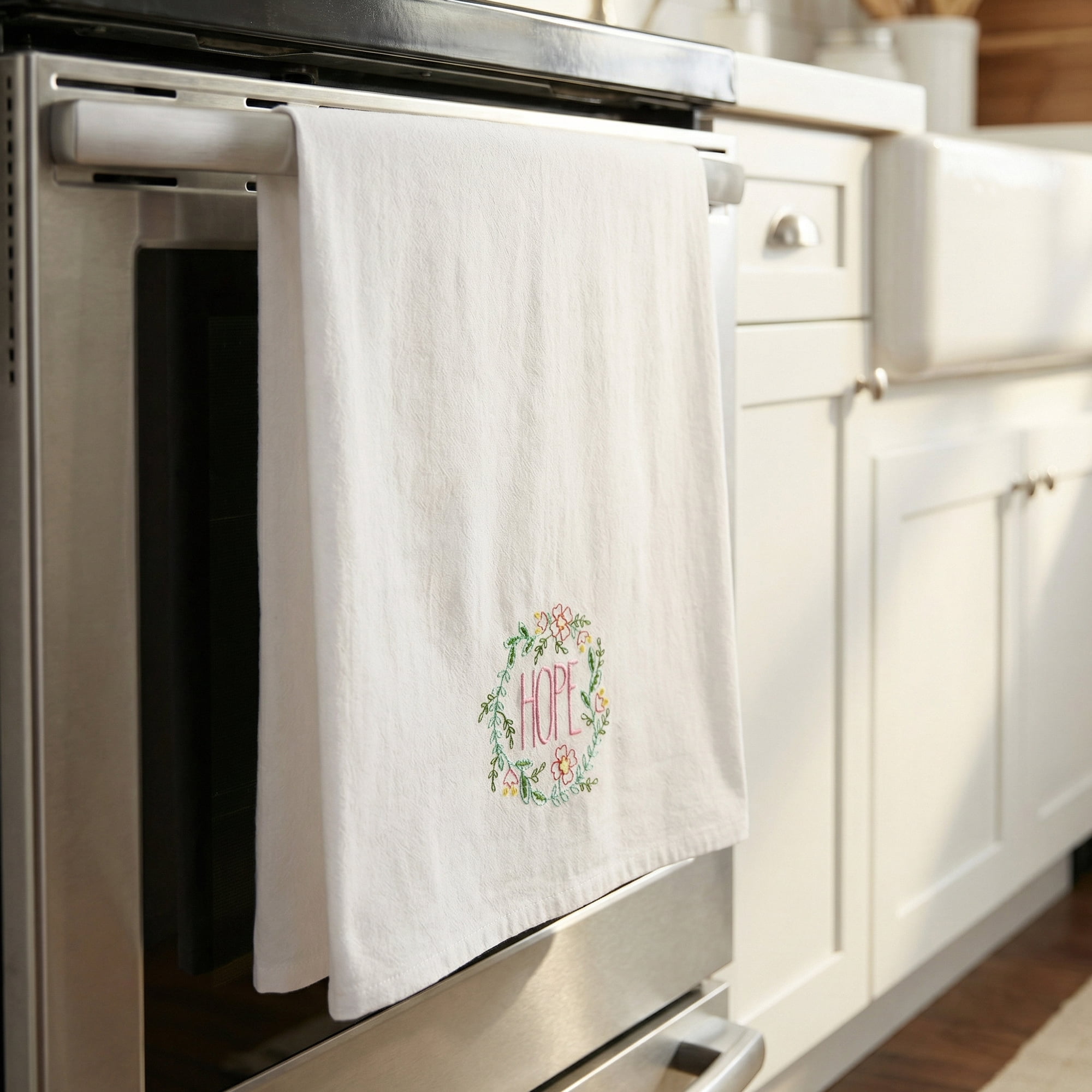 Unique Bargains Embroidered Pure Cotton Absorbent Towels 4 Pack White-1 26" x 18"