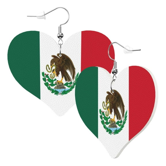 Heart Earrings Mexico Flag Dangling Heart Drop Earrings For Women Love Dangle Earrings Gift