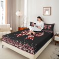 thumbnail image 4 of Castle Fairy Kids Teens Adults Red Ribbon Bow Bed Sheets,Vintage Leopard Print King Sheets, 4 of 7