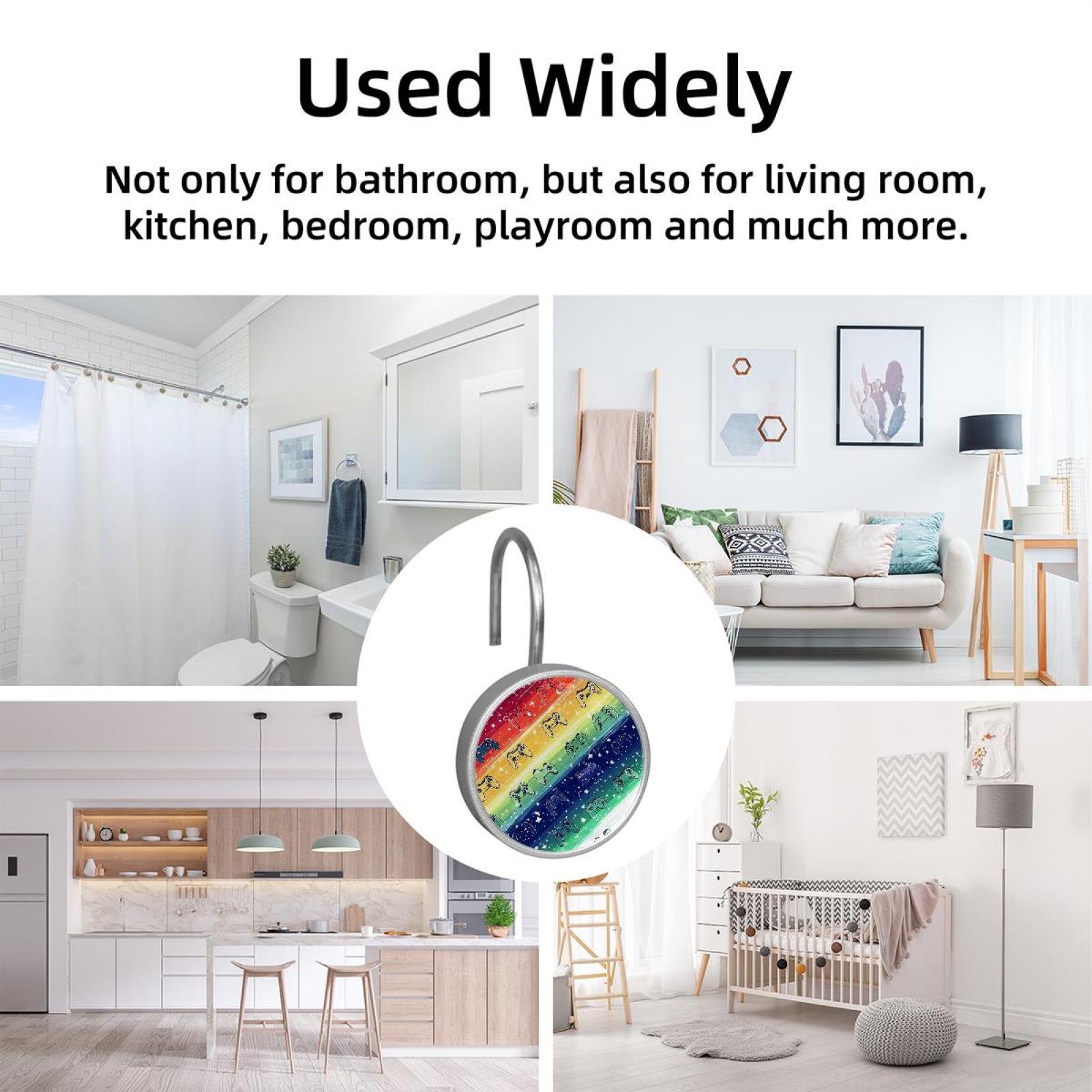 HemaKayy 12 Pcs Shower Curtain Hooks Bathroom Decorative Accessories Rainbow Bar Game Console