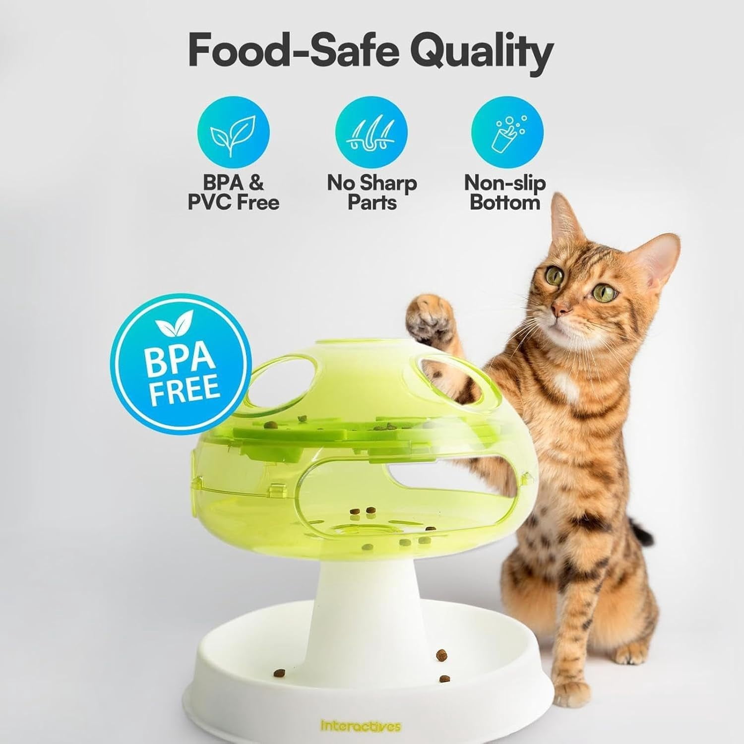 Cat Puzzle Feeder Toy, Interactive Mushroom Design Food Dispenser, Indoor Slow Feeding Toy for Play, Training, Hunting Instinct & Boredom Relief (Living Room & Home Use)