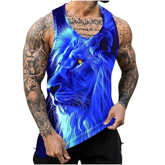 T-Shirts pour Hommes, Gilet pour Hommes, Gilets Imprimés Décontractés Sans Manches Col Rond T-Shirt Débardeur, Gilets Décontractés pour Hommes, Gilets pour Hommes