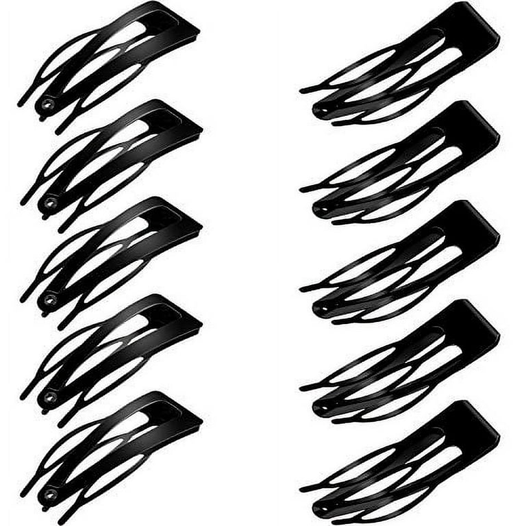 Chinco 24 Pieces Double Grip Black Hair Clips Metal Snap Hair Clips Hair Barrettes for Hair Making, Salon Supplies