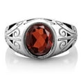 thumbnail image 3 of Gem Stone King 5.50 Ct Oval Red Garnet 925 Sterling Silver Men's Ring, 3 of 5
