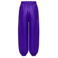 thumbnail image 4 of TiaoBug Big Girls Satin Bloomers Tribal Arabic Wide Leg Trousers Elastic Waist Belly Dance Harem Pants Purple 14, 4 of 6