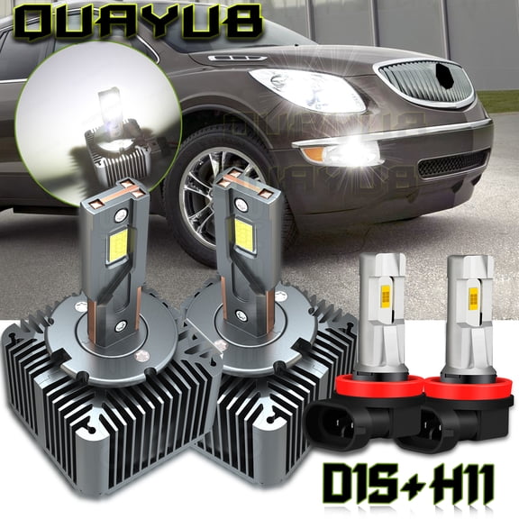 For Buick Enclave 2008-2012 QUAYUB Front LED Headlight High/Low Beam Fog Light Bulbs 4X