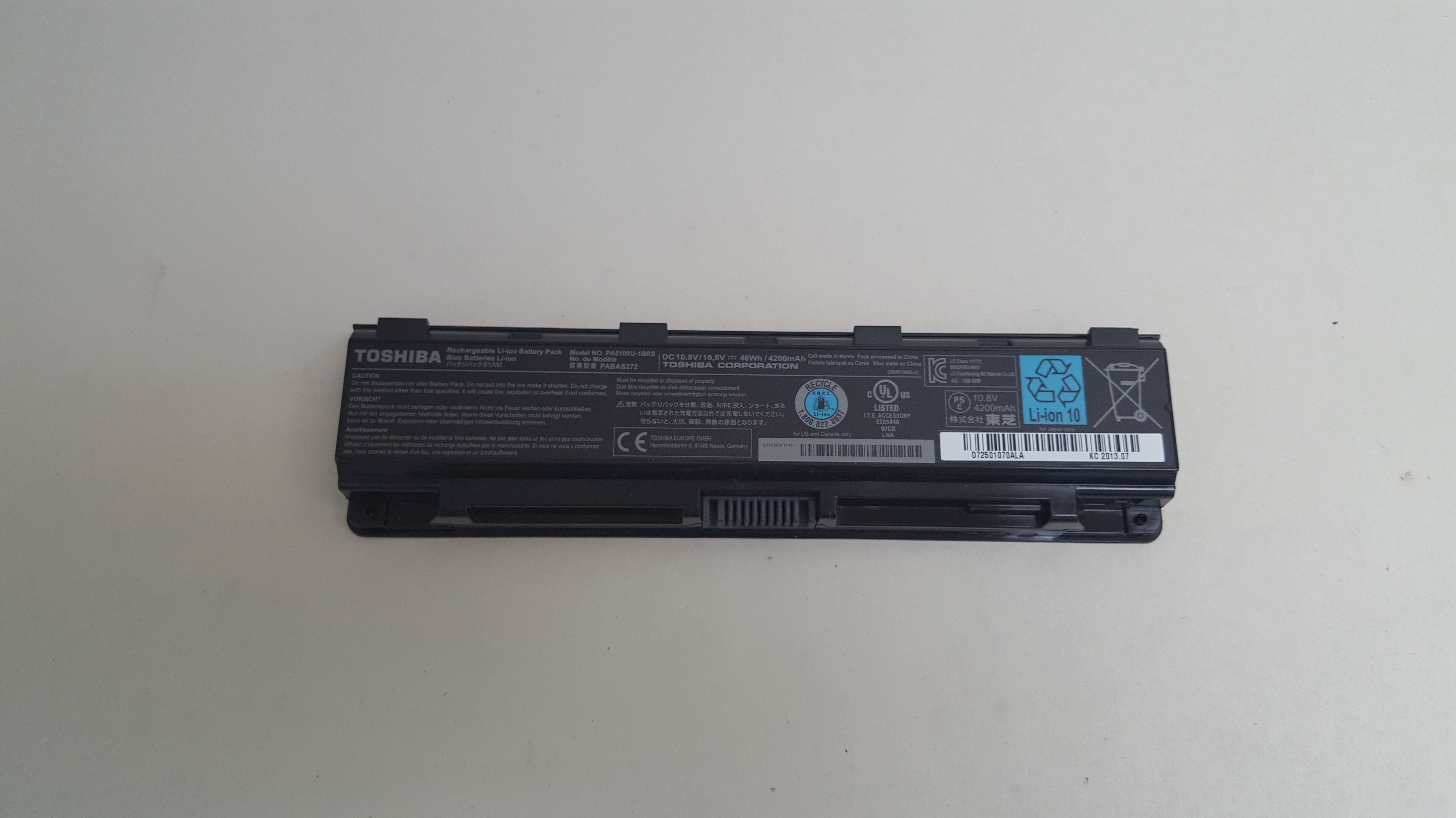 Refurbished Toshiba PA5109U1BRS 6 Cell 48Wh Laptop Battery for