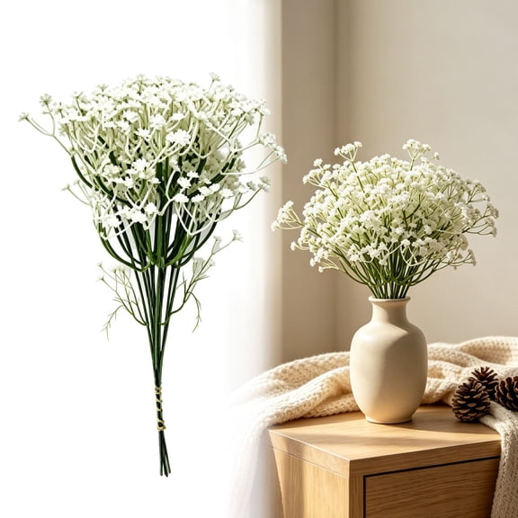 Torqee Baby Breath Artificial Flowers 12.6 Inch Stems 90 Flower Heads Each Realistic Gypsophila Bouquet For Wedding Home Decoration Vase Arrangements