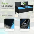 thumbnail image 4 of Devoko Outdoor Patio Loveseat Rattan Patio Conversation Furniture Set with Coffee Table, Blue, 4 of 7